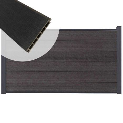 Schutting composiet co-extrusie Garda antraciet met antraciet aluminium kader (180 x 90 cm)