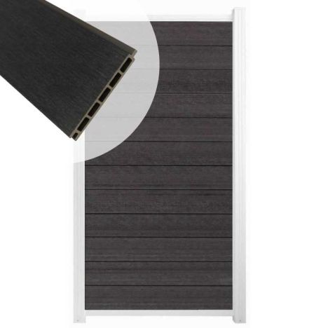 Schutting composiet co-extrusie Garda antraciet met wit aluminium kader (90 x 180 cm)