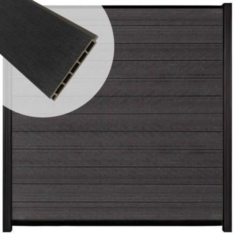 Schutting composiet co-extrusie Garda antraciet met zwart aluminium kader (180 x 180 cm)