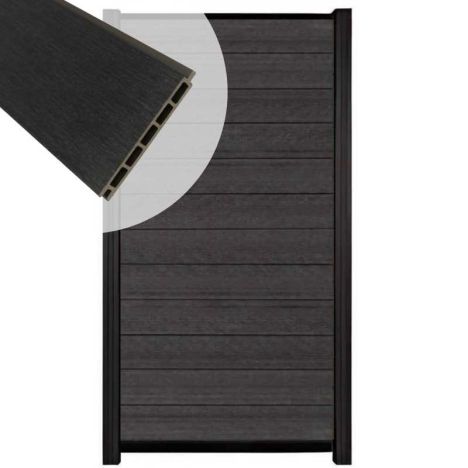 Schutting composiet co-extrusie Garda antraciet met zwart aluminium kader (90 x 180 cm)