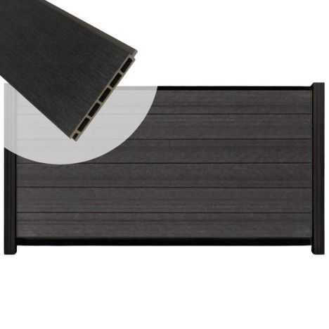 Schutting composiet co-extrusie Garda antraciet met zwart aluminium kader (180 x 90 cm)