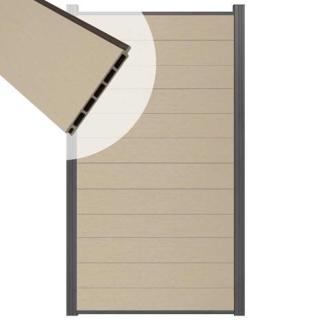 Schutting composiet co-extrusie Garda beige met antraciet alu kader (90 x 180 cm)