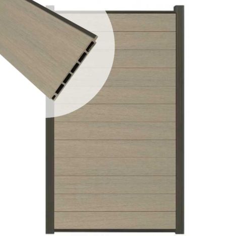 Schutting composiet co-extrusie Garda vergrijsd bruin met antraciet alu kader (90 x 180 cm)