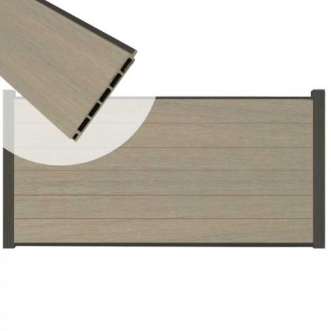 Schutting composiet co-extrusie Garda vergrijsd bruin met antraciet alu kader (180 x 90 cm)