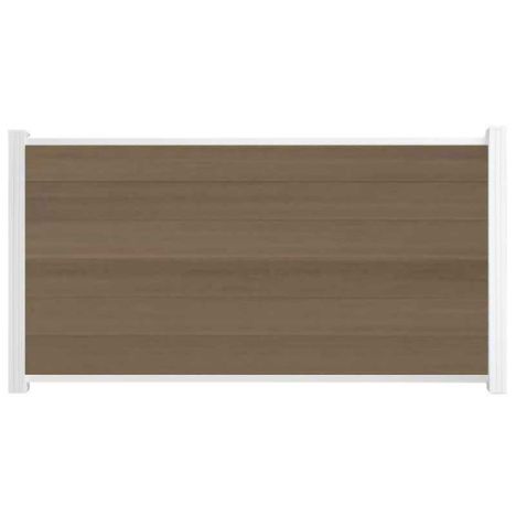Schutting composiet co-extrusie Garda vergrijsd bruin met wit alu kader (180 x 90 cm)