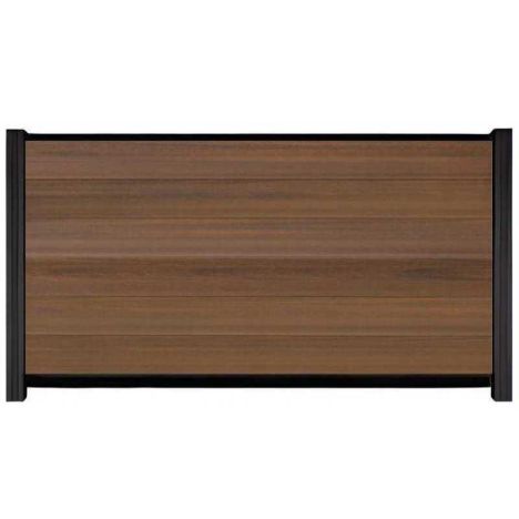 Schutting composiet co-extrusie Garda teak met zwart aluminium kader (180 x 90 cm)