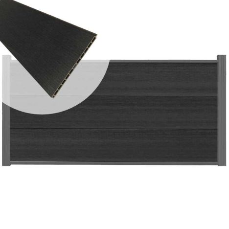 Schutting composiet co-extrusie Como antraciet met antraciet aluminium kader (180 x 90 cm)