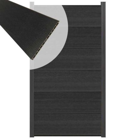 Schutting composiet co-extrusie Como antraciet met antraciet aluminium kader (90 x 180 cm)