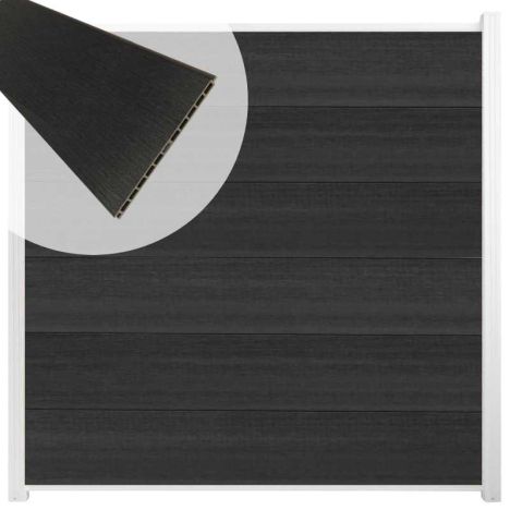 Schutting composiet co-extrusie Como antraciet met wit aluminium kader (180 x 180 cm)