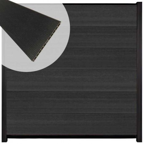 Schutting composiet co-extrusie Como antraciet met zwart aluminium kader (180 x 180 cm)