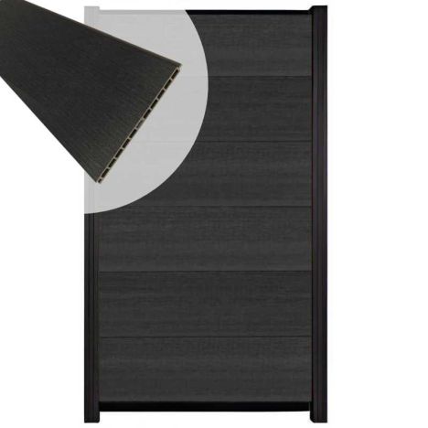 Schutting composiet co-extrusie Como antraciet met zwart aluminium kader (90 x 180 cm)