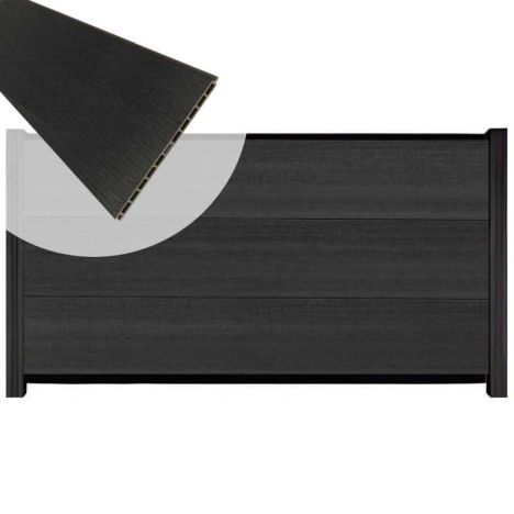 Schutting composiet co-extrusie Como antraciet met zwart aluminium kader (180 x 90 cm)