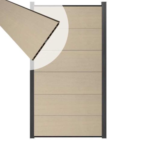 Schutting composiet co-extrusie Como beige met antraciet alu kader (90 x 180 cm)