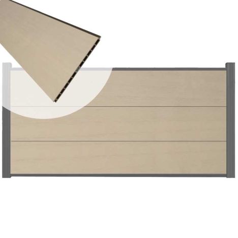 Schutting composiet co-extrusie Como beige met antraciet alu kader (180 x 90 cm)