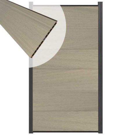 Schutting composiet co-extrusie Como vergrijsd bruin met antraciet alu kader (90 x 180 cm)