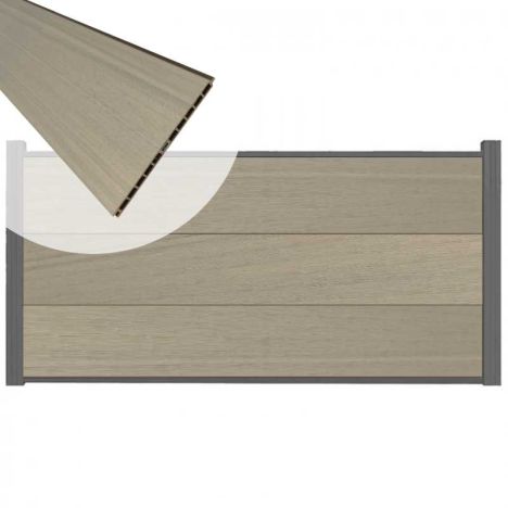 Schutting composiet co-extrusie Como vergrijsd bruin met antraciet alu kader (180 x 90 cm)