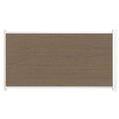 Schutting composiet co-extrusie Como vergrijsd bruin met wit aluminium kader (180 x 90 cm)