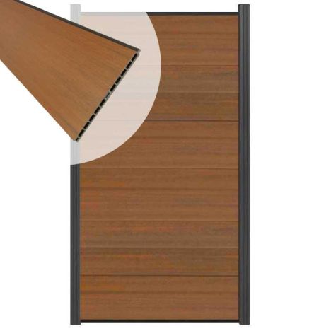 Schutting composiet co-extrusie Como teak met antraciet aluminium kader (90 x 180 cm)