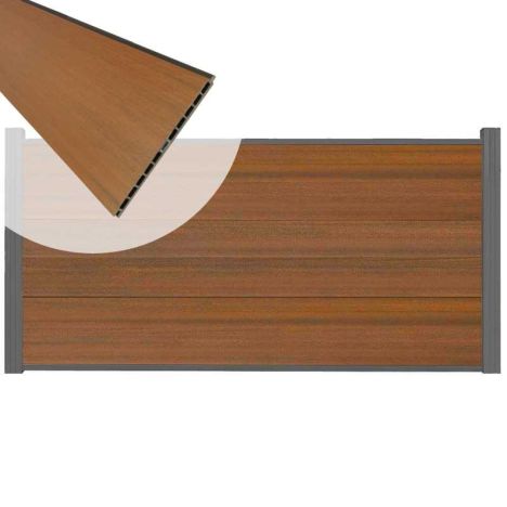 Schutting composiet co-extrusie Como teak met antraciet aluminium kader (180 x 90 cm)
