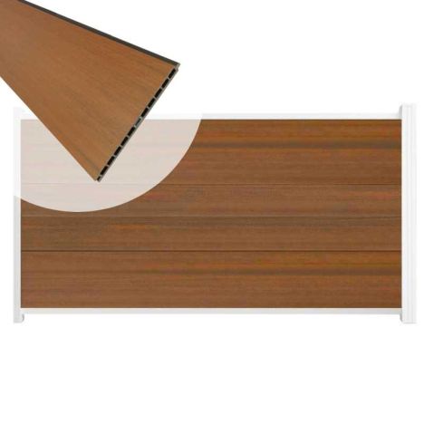 Schutting composiet co-extrusie Como teak met wit aluminium kader (180 x 90 cm)