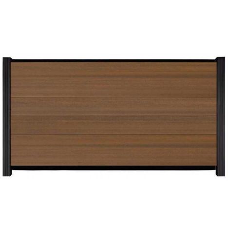 Schutting composiet co-extrusie Como teak met zwart aluminium kader (180 x 90 cm)