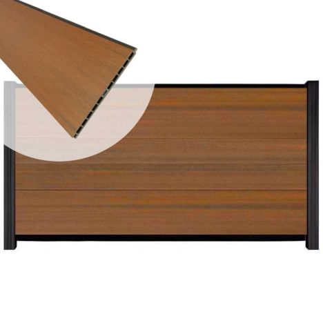 Schutting composiet co-extrusie Como teak met zwart aluminium kader (180 x 90 cm)