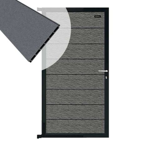 Tuindeur composiet Modular co-ex rock grey met antraciet alu frame compleet (90 x 180 cm)