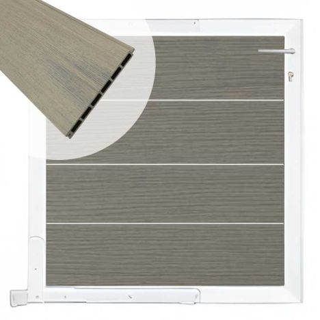 Tuinpoort aluminium wit frame Modular - composiet co-ex grijs (90 x 90 cm)