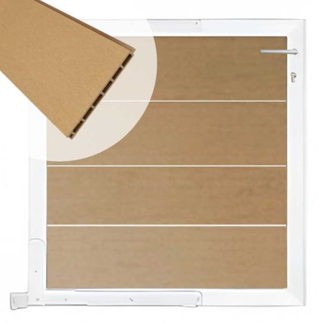 Tuinpoort aluminium wit frame Modular - composiet teak (90 x 90 cm)