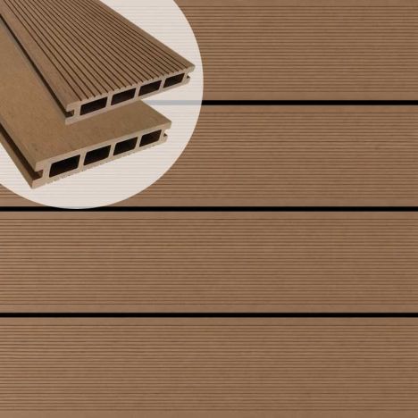 Vlonderplank composiet 2,5 x 16 cm teak ribbel/vlak