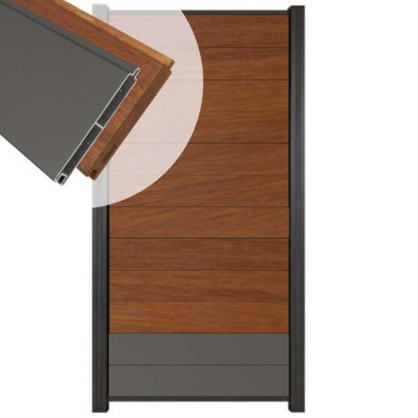 Zelfbouw schutting hardhout Mix & Match Bamboe / antraciet - antraciet alu accessoires (90 x 180 cm)