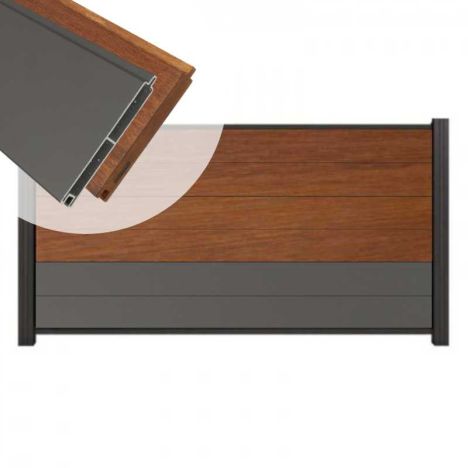 Zelfbouw schutting hardhout Mix & Match Bamboe - antraciet - antraciet alu accessoires (180 x 90 cm)
