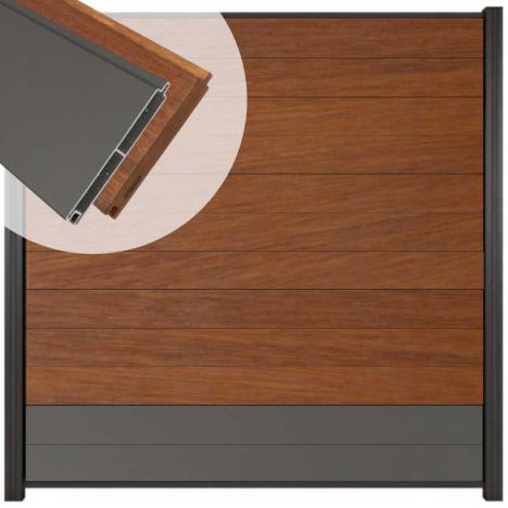 Zelfbouw schutting hardhout Mix & Match Bamboe / antraciet - antraciet alu accessoires (180 x 180 cm)