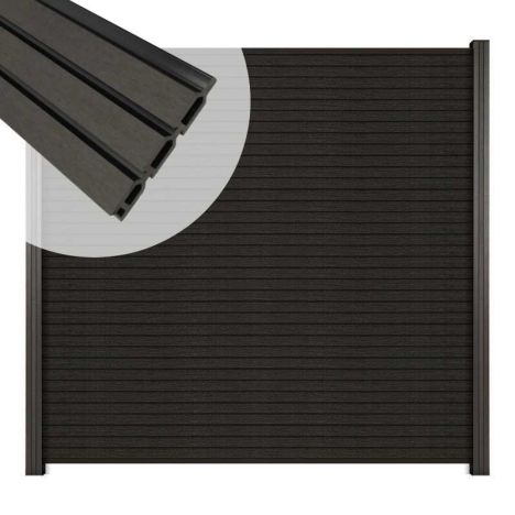 Zelfbouw schutting composiet Rhombus Triple antraciet - zwart alu accessoires (180 x 180 cm)