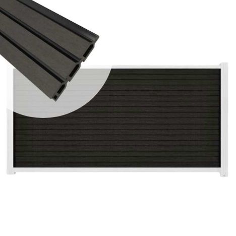 Zelfbouw schutting composiet Rhombus Triple antraciet - wit alu accessoires (180 x 90 cm)