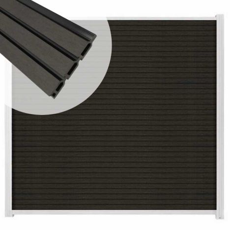 Zelfbouw schutting composiet Rhombus Triple antraciet - wit alu accessoires (180 x 180 cm)
