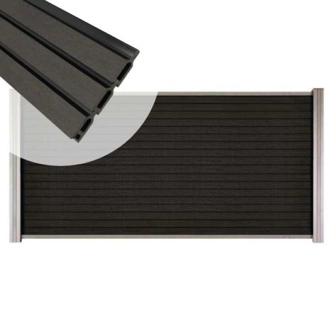 Zelfbouw schutting composiet Rhombus Triple antraciet - blank alu accessoires (180 x 90 cm)