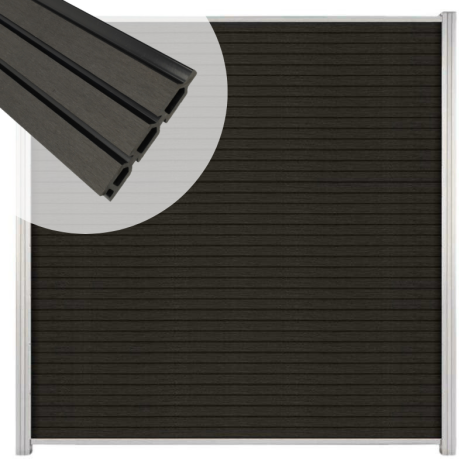 Zelfbouw schutting composiet Rhombus Triple antraciet - blank alu accessoires (180 x 200 cm)