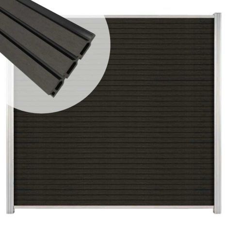 Zelfbouw schutting composiet Rhombus Triple antraciet - blank alu accessoires (180 x 180 cm)