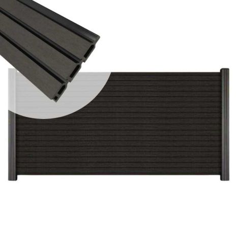 Zelfbouw schutting composiet Rhombus Triple antraciet - antraciet alu accessoires (180 x 90 cm)