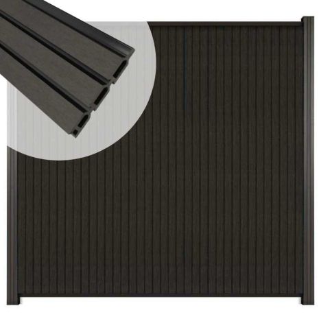 Zelfbouw schutting verticaal Rhombus Triple antraciet - antraciet alu accessoires (170 x 180 cm)