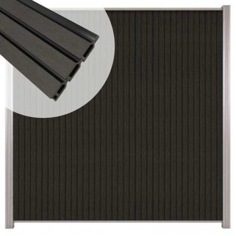 Zelfbouw schutting verticaal Rhombus Triple antraciet - blank alu accessoires (170 x 180 cm)