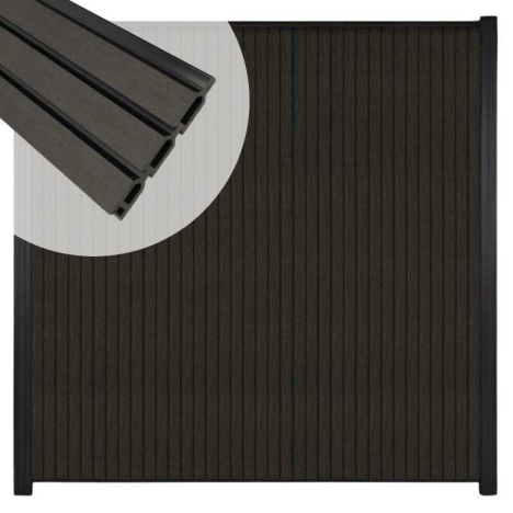 Zelfbouw schutting verticaal Rhombus Triple antraciet - zwart alu accessoires (170 x 180 cm)