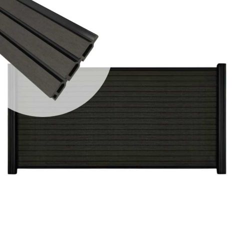 Zelfbouw schutting composiet Rhombus Triple antraciet - zwart alu accessoires (180 x 90 cm)