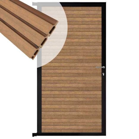 Tuindeur aluminium zwart frame Rhombus Triple - composiet bruin gevlamd (90 x 180 cm)
