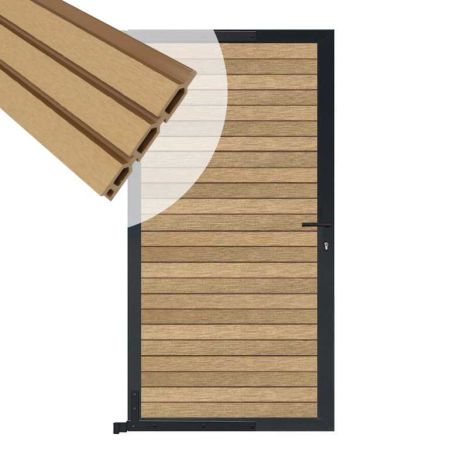 Tuindeur aluminium antraciet frame Rhombus Triple - composiet teak (90 x 180 cm)
