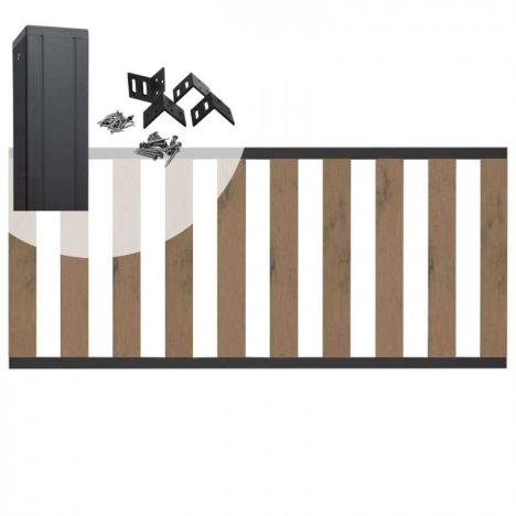 Tuinhek set composiet bruin gevlamd Design met antraciet alu frame (7,54 mtr)