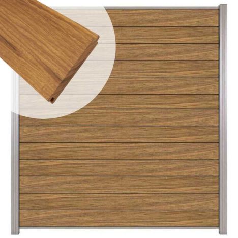 Zelfbouw schutting hardhout Mix & Match Thermo Fraké - blank alu accessoires (180 x 200 cm)