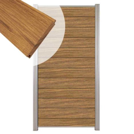 Zelfbouw schutting hardhout Mix & Match Thermo Fraké - blank alu accessoires (90 x 180 cm)