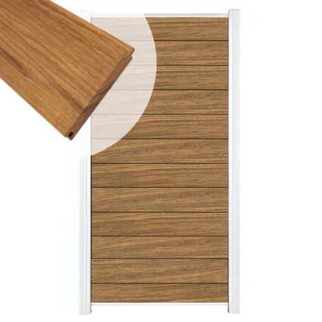 Zelfbouw schutting hardhout Mix & Match Thermo Fraké - wit alu accessoires (90 x 180 cm)